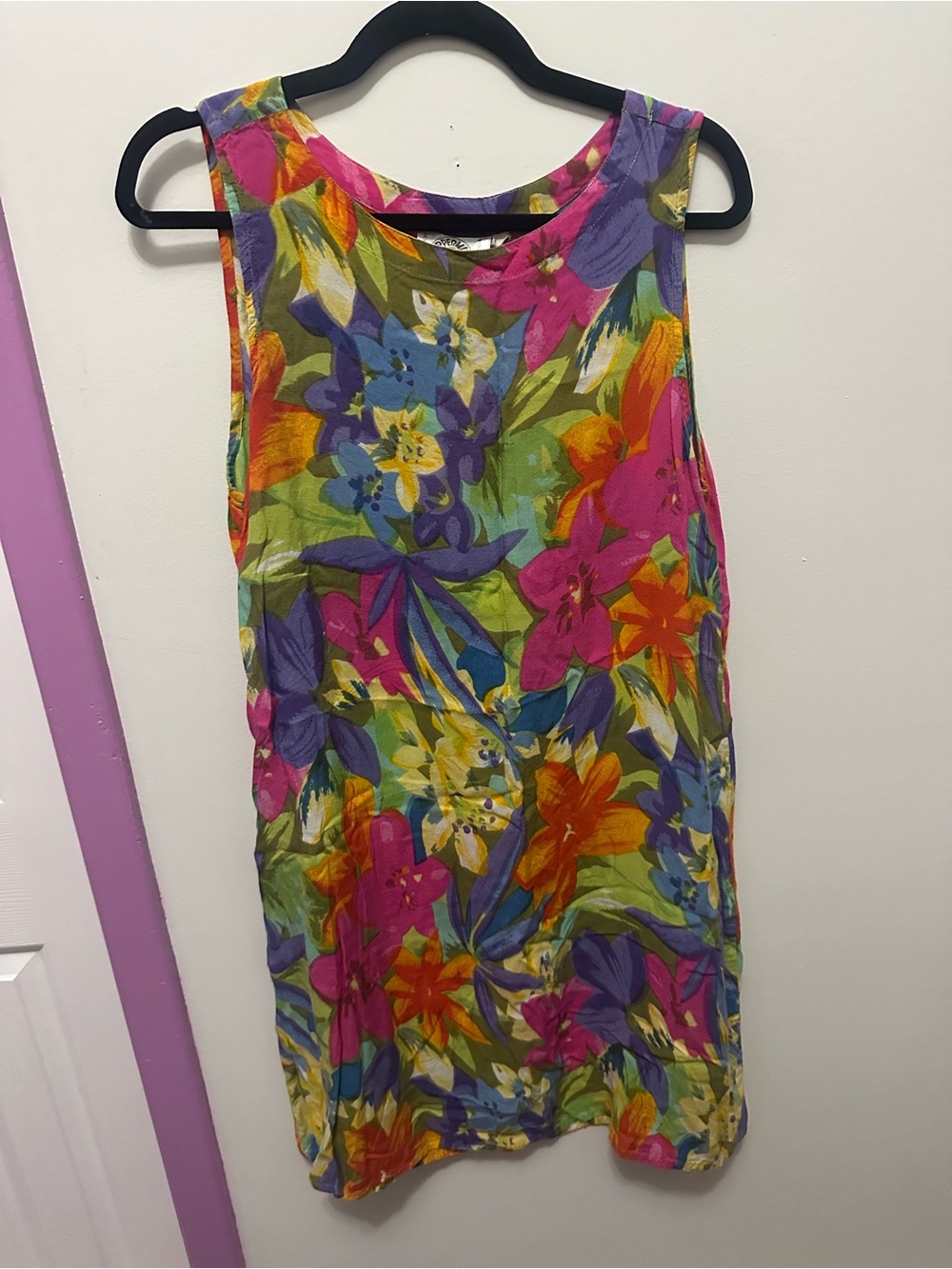 Vintage Tropical vacation style floral Mini Dress in Multicolor